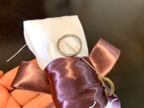 sewing ring on the bouquet